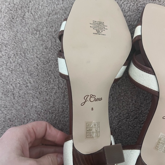 J. Crew Brown and Cream Heeled Sandals - Picture 4 of 5